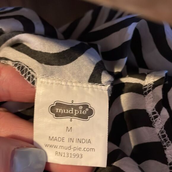 Mudpie Kendall Tunic Pool Tile Black White Tassle Cover Up Medium 8-10 - Picture 9 of 9